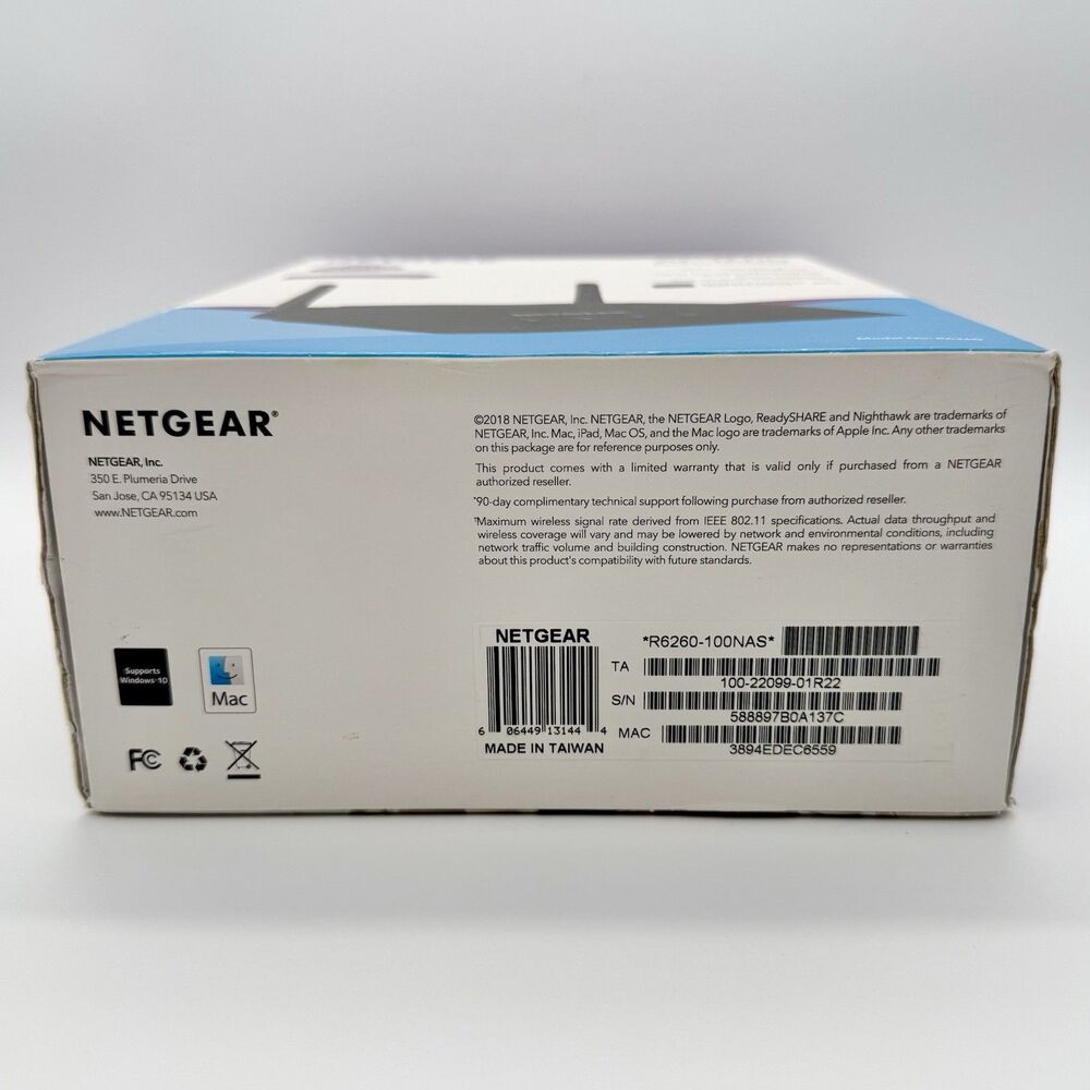 NETGEAR AC1600 Smart Wi-Fi Router Dual Band Gigabit R6260-100NAS NEW Open Box - Picture 6 of 9